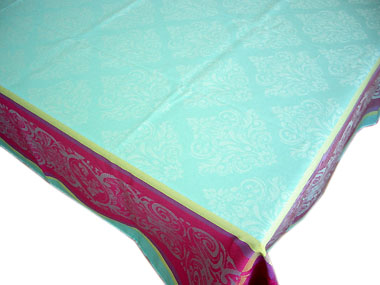French Jacquard tablecloth, Teflon (Prestige. Turquoise)